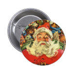 Vintage Christmas, Santa Claus Flying Sleigh Toys Pinback Button