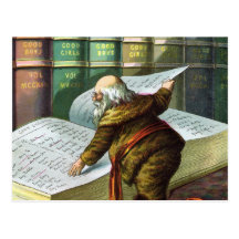 Vintage Christmas, Santa Claus Naughty Nice List Post Card