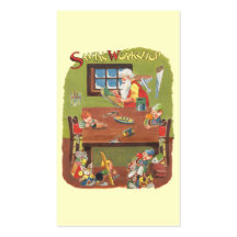 Vintage Christmas Santa with Elves in the Workshop Business Card Template