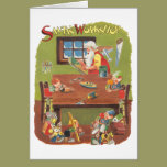 Vintage Christmas Santa with Elves in the Workshop cards