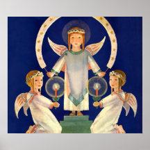 Vintage Christmas, Scandinavian Saint Lucia Angels Posters