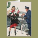 Vintage Christmas Shopping, Customisable Card cards