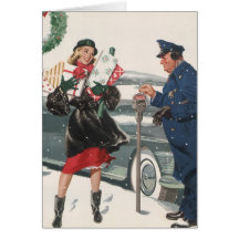Vintage Christmas Shopping, Customisable Card