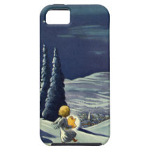 Vintage Christmas Snow Angel Walking with a Star iPhone 5 Case