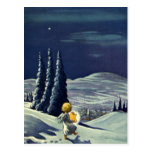Vintage Christmas Snow Angel Walking with a Star Postcard