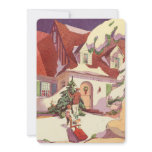 Vintage Christmas Snow House, Hanging Lights invitations