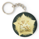 Vintage *Christmas Star * Baby Jesus Design Key Chain