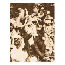 Vintage Christmas Stereoview Santa and the Ladies Postcards