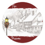Vintage Christmas Town Gift Tag Stickers