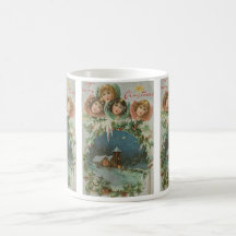 Vintage Christmas Town with Children Coffee Mugs