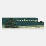 Vintage Christmas Tree at Night Lights Snow Winter Bumper Stickers