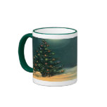 Vintage Christmas Tree at Night Lights Snow Winter Coffee Mugs