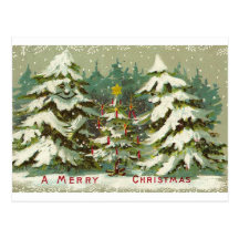 Vintage Christmas Tree Postcard