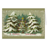 Vintage Christmas Trees Greeting Cards