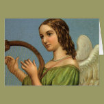 Vintage Christmas Victorian Angel Music Harp cards