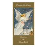 Vintage Christmas Victorian Angel with Stars Roses Photo Greeting Card