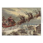 Vintage Christmas, Victorian Santa Claus in Sleigh Greeting Card