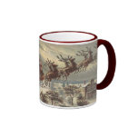 Vintage Christmas, Victorian Santa Claus in Sleigh Mugs