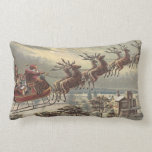Vintage Christmas, Victorian Santa Claus in Sleigh Pillow