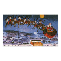 Vintage Christmas with Santa Claus Reindeer Sleigh Business Card Templates