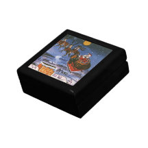 Vintage Christmas with Santa Claus Reindeer Sleigh Keepsake Boxes