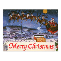 Vintage Christmas with Santa Claus Reindeer Sleigh Postcards