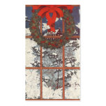 Vintage Christmas Wreath Snow Winter Window Business Card Templates