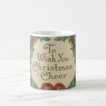 Vintage Christmas Wreath with Wishes Mugs
