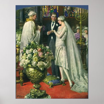 Wedding Ceremony Churches on Vintage Church Wedding Ceremony  Bride And Groom Poster   Zazzle Co Uk