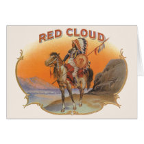 Vintage Cigar Label Art; Red Cloud Indian Horse Card
