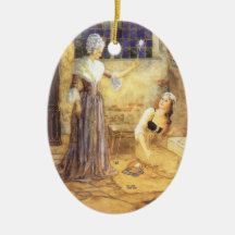 Vintage Cinderella and Fairy Godmother Fairy Tale Christmas Tree Ornaments