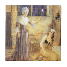 Vintage Cinderella and Fairy Godmother Fairy Tale Tile