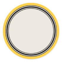 Vintage Circle Label Template, Yellow Round Sticker