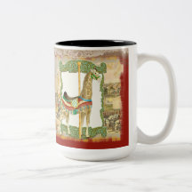 Vintage Circus Poster, Giraffe Carousel Carnival Mug