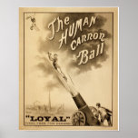 Vintage Circus Poster - The Human Cannon Ball