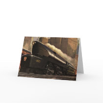 Vintage City Commuter Train on the Tracks Card