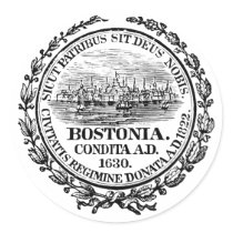 Vintage City of Boston Seal, black Round Stickers