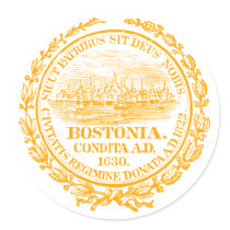 Vintage City of Boston Seal, orange Round Stickers