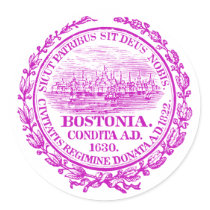 Vintage City of Boston Seal, purple Round Stickers