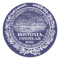 Vintage City of Boston Seal, white Round Sticker