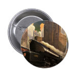 Vintage City, T1 Duplex Train on Railroad Tracks Pinback Buttons