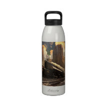 Vintage City, T1 Duplex Train on Railroad Tracks Drinking Bottles