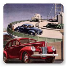 Vintage Classic Sedan Cars Driving on the Freeway Personalized Announcement
