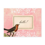 Vintage Collage Bird Pink Postcard Custom Text