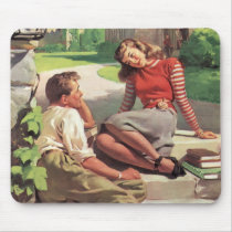 Vintage College Coeds in Love Mousepad