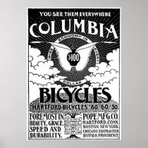Vintage Columbia Bicycles Advertisement Poster