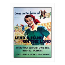 Vintage Come on the Service Lend a Hand on the Lan Postcard