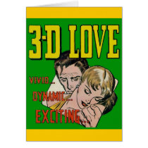 Vintage Comic Book Art - 3D LOVE Greeting Cards