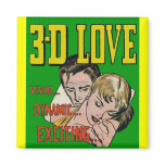Vintage Comic Book Art - 3D LOVE Magnet