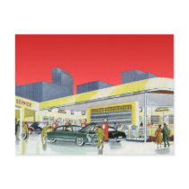 Vintage Complete Car Service Garage Postcards